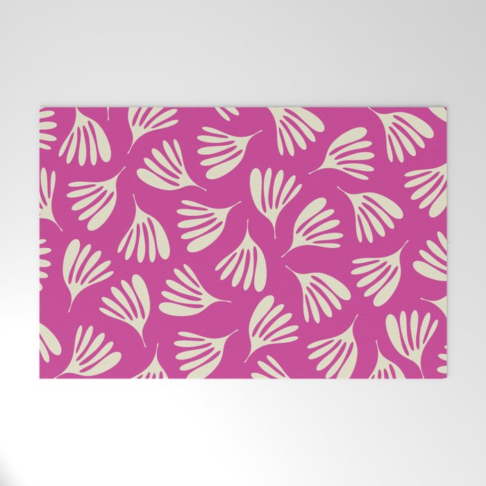 Wispy Leaves Contemporary Pattern in Deep Thulian Pink Welcome Mat Gallery Image 1