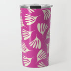 Wispy Leaves Contemporary Pattern in Deep Thulian Pink Travel Mug Gallery Image 1