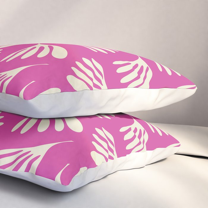 Wispy Leaves Contemporary Pattern in Deep Thulian Pink Pillow Sham Gallery Image 3
