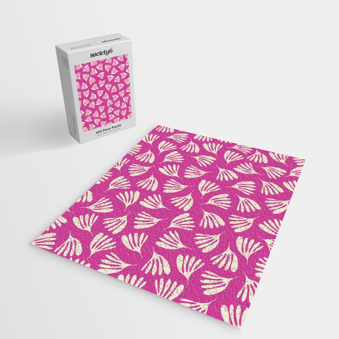 Wispy Leaves Contemporary Pattern in Deep Thulian Pink Jigsaw Puzzle Gallery Image 2