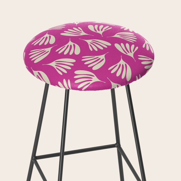 Wispy Leaves Contemporary Pattern in Deep Thulian Pink Stool Gallery Image 2