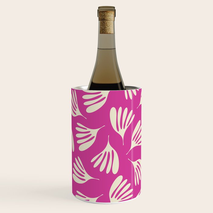 Wispy Leaves Contemporary Pattern in Deep Thulian Pink Wine Chiller Gallery Image 1
