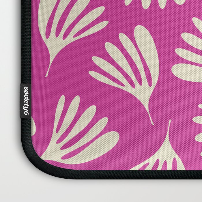 Wispy Leaves Contemporary Pattern in Deep Thulian Pink Laptop Sleeve Gallery Image 3