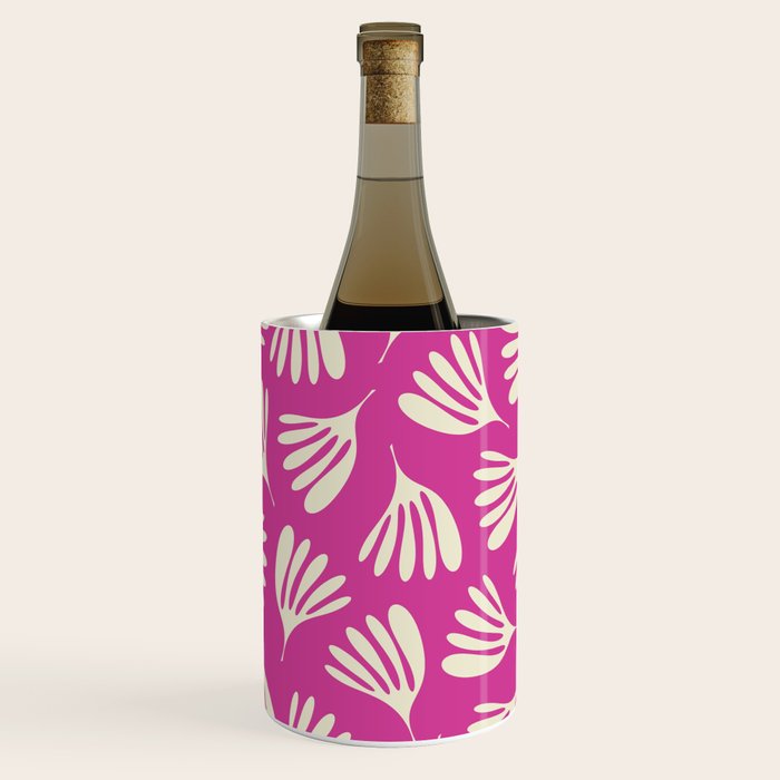 Wispy Leaves Contemporary Pattern in Deep Thulian Pink Wine Chiller Gallery Image 2
