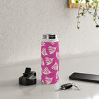 Wispy Leaves Contemporary Pattern in Deep Thulian Pink Water Bottle Gallery Image 4