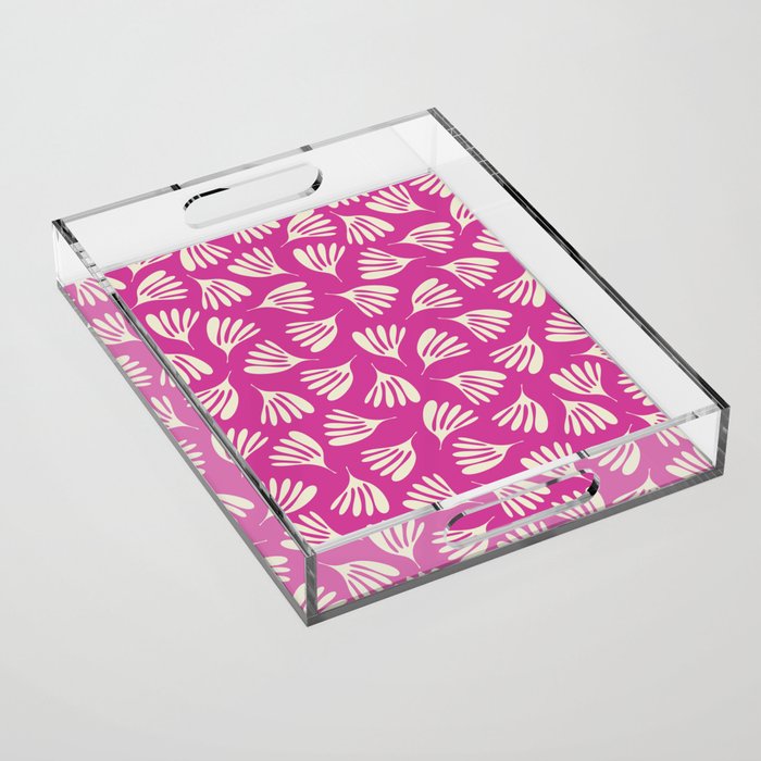 Wispy Leaves Contemporary Pattern in Deep Thulian Pink Acrylic Tray Gallery Image 1
