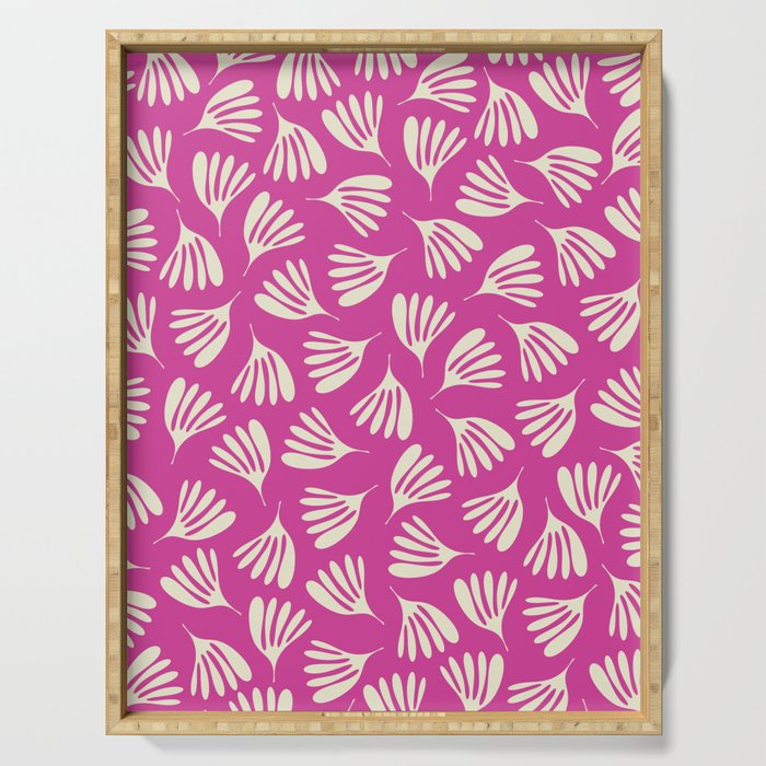 Wispy Leaves Contemporary Pattern in Deep Thulian Pink Serving Tray Gallery Image 1