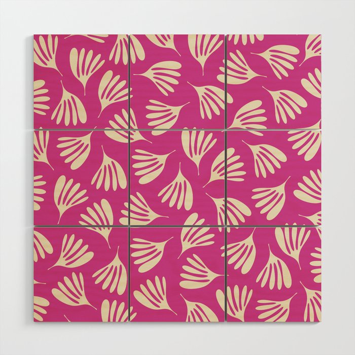 Wispy Leaves Contemporary Pattern in Deep Thulian Pink Wood Wall Art Gallery Image 1
