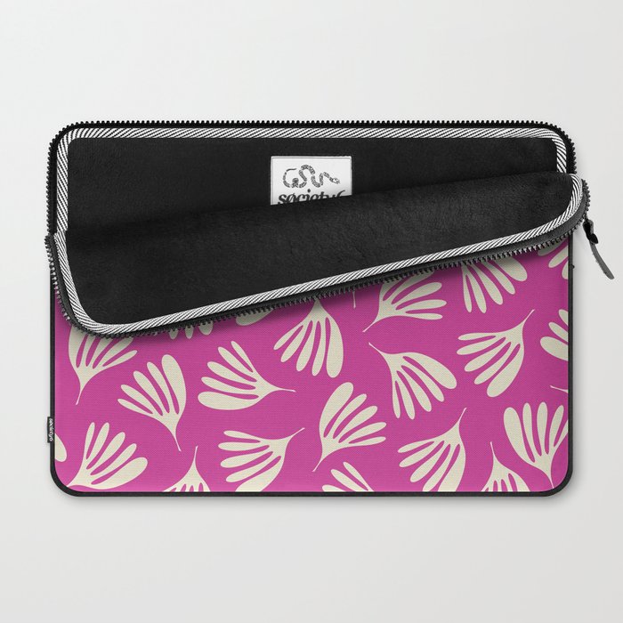 Wispy Leaves Contemporary Pattern in Deep Thulian Pink Laptop Sleeve Gallery Image 2