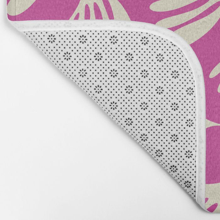Wispy Leaves Contemporary Pattern in Deep Thulian Pink Bath Mat Gallery Image 2