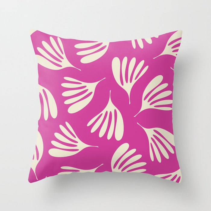 Wispy Leaves Contemporary Pattern in Deep Thulian Pink Throw Pillow Gallery Image 6