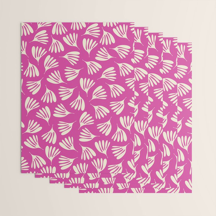 Wispy Leaves Contemporary Pattern in Deep Thulian Pink Wrapping Paper Gallery Image 3