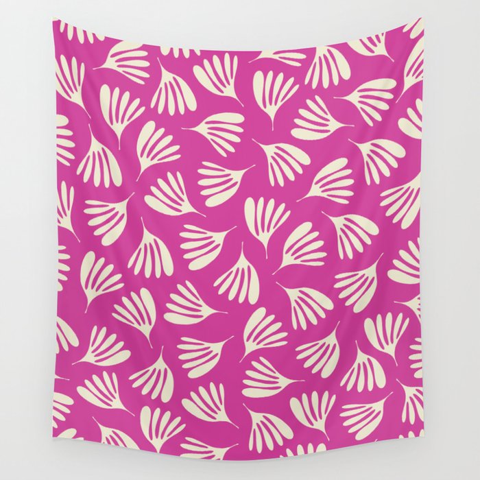 Wispy Leaves Contemporary Pattern in Deep Thulian Pink Wall Tapestry Gallery Image 1