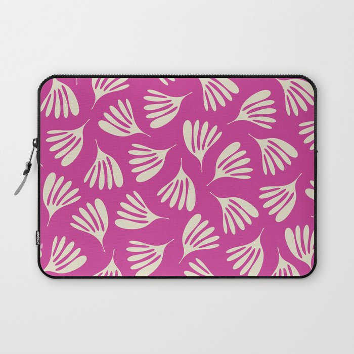 Wispy Leaves Contemporary Pattern in Deep Thulian Pink Laptop Sleeve Gallery Image 1