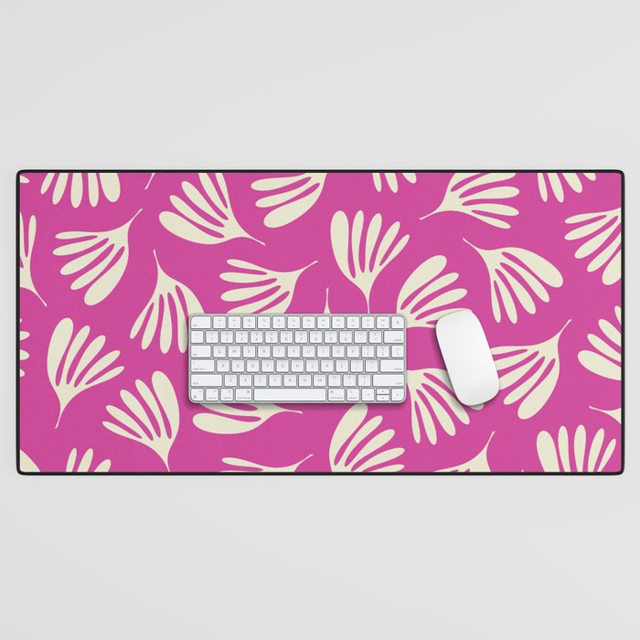 Wispy Leaves Contemporary Pattern in Deep Thulian Pink Desk Mat Gallery Image 1