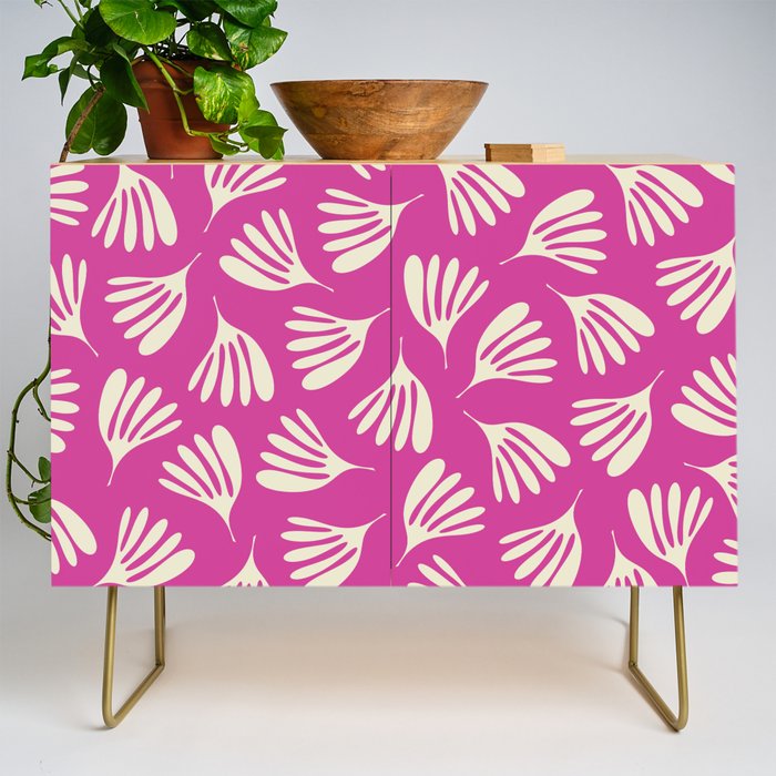 Wispy Leaves Contemporary Pattern in Deep Thulian Pink Credenza Gallery Image 1