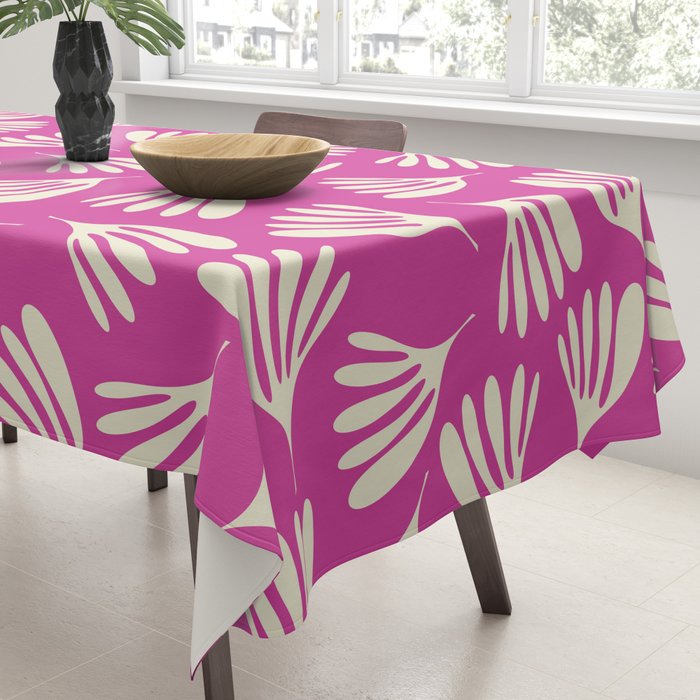 Wispy Leaves Contemporary Pattern in Deep Thulian Pink Tablecloth Gallery Image 3
