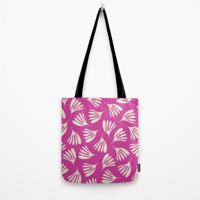 Wispy Leaves Contemporary Pattern in Deep Thulian Pink Tote Bag Gallery Image 2