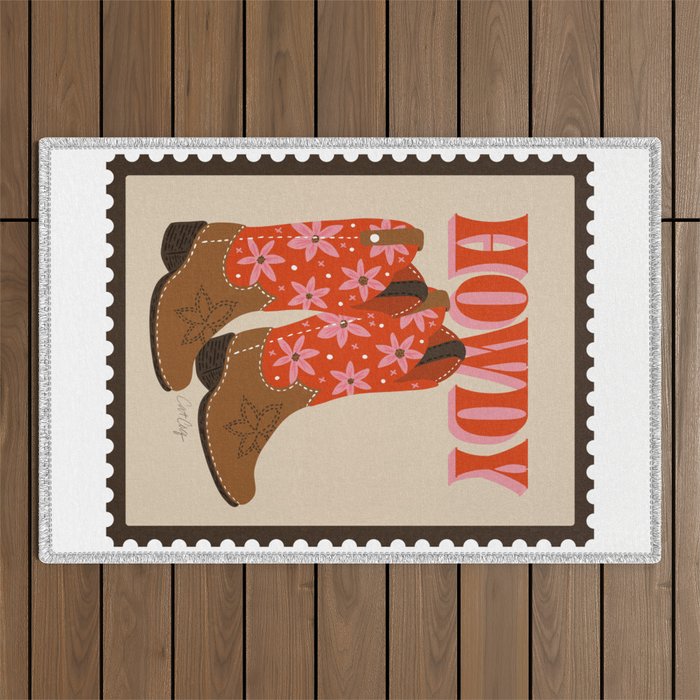 Howdy Cowgirl - Coral & Pink Outdoor Rug Gallery Image 1