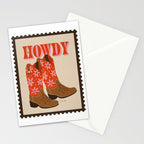 Howdy Cowgirl - Coral & Pink Stationery Card Gallery Image 2