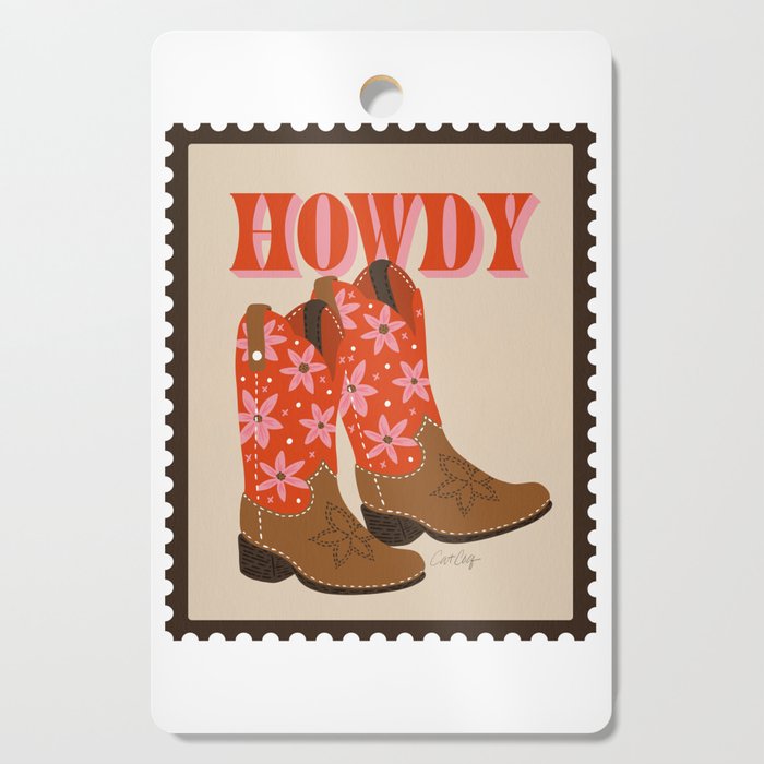 Howdy Cowgirl - Coral & Pink Cutting Board Gallery Image 1