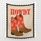 Howdy Cowgirl - Coral & Pink Wall Tapestry Gallery Image 4