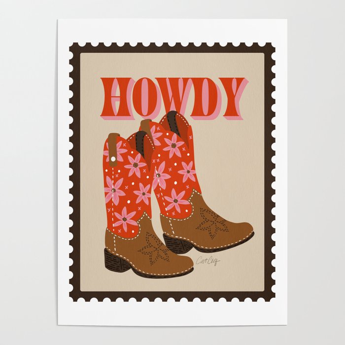 Howdy Cowgirl - Coral & Pink Poster Gallery Image 4