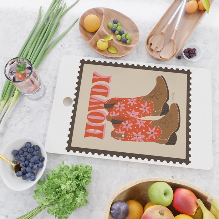 Howdy Cowgirl - Coral & Pink Cutting Board Gallery Image 2