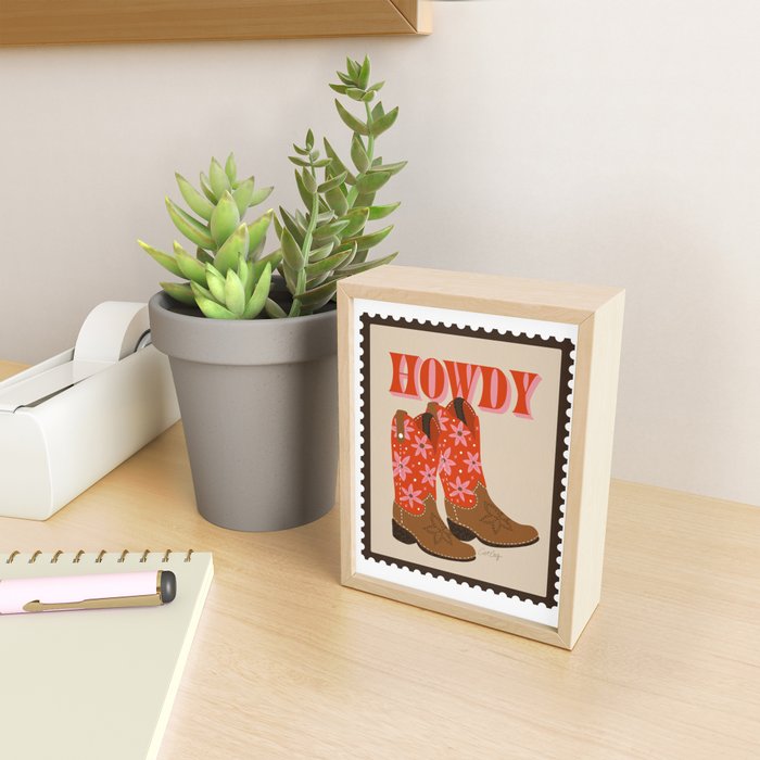Howdy Cowgirl - Coral & Pink Mini Art Print Gallery Image 2