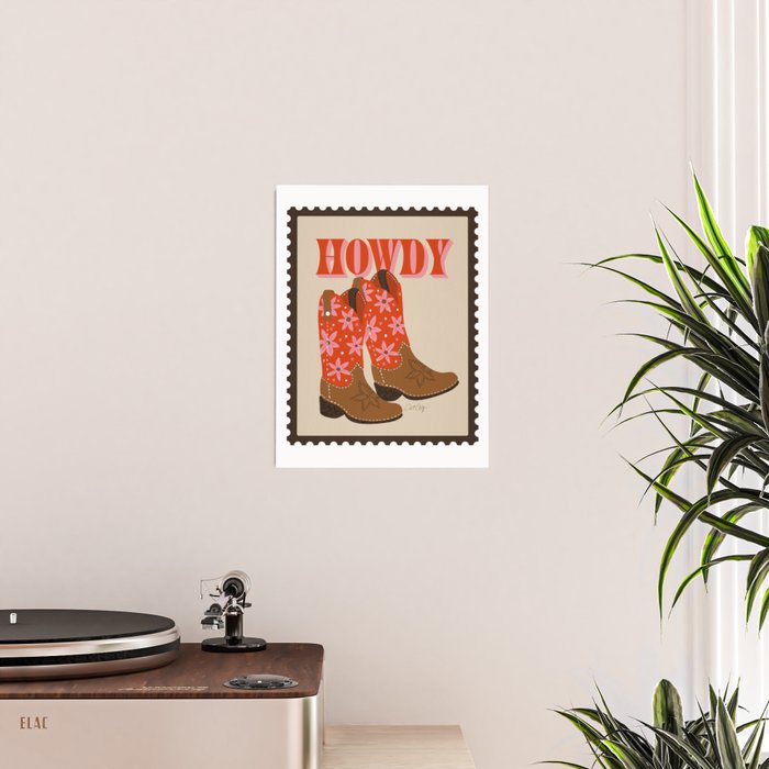 Howdy Cowgirl - Coral & Pink Poster Gallery Image 2