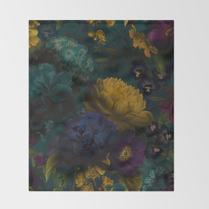Before Midnight Blue Hour Vintage Flowers Garden Throw Blanket Gallery Image 2