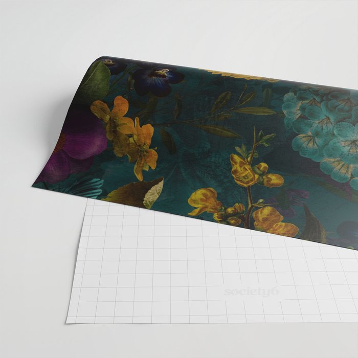 Before Midnight Blue Hour Vintage Flowers Garden Wrapping Paper Gallery Image 2