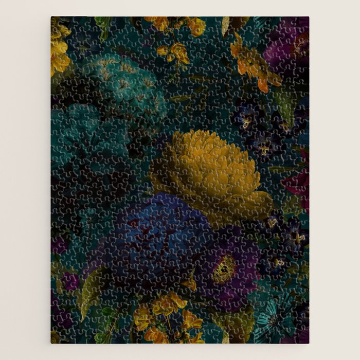 Before Midnight Blue Hour Vintage Flowers Garden Jigsaw Puzzle Gallery Image 1