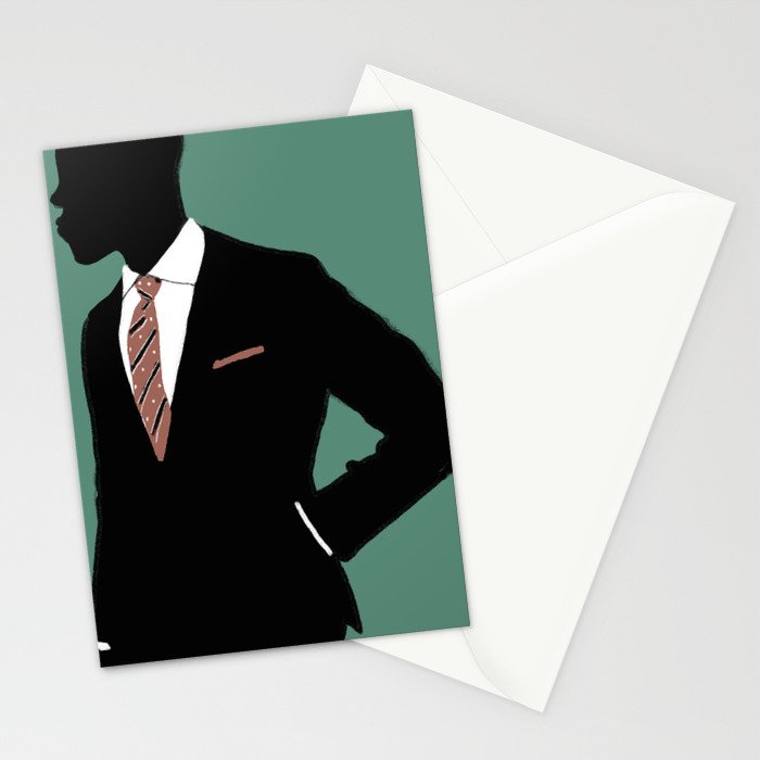 Man in Suit with Red Tie - Masculine Art Print  Stationery Card Gallery Image 2