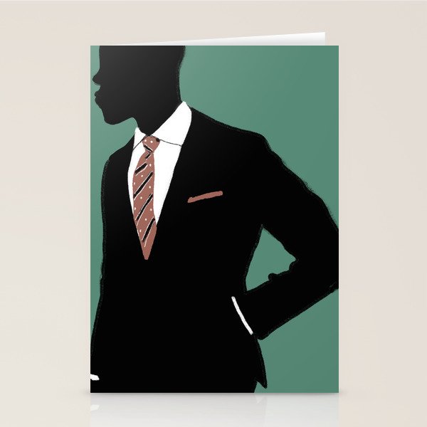 Man in Suit with Red Tie - Masculine Art Print  Stationery Card Gallery Image 1