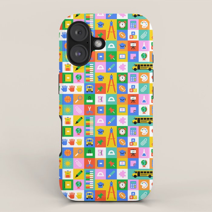 Colorful back to school mosaic pattern iPhone Case Gallery Image 1