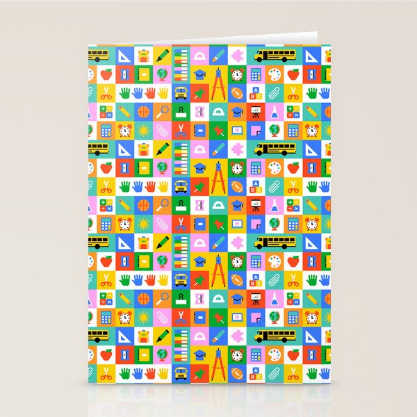 Colorful back to school mosaic pattern Stationery Card Gallery Image 2