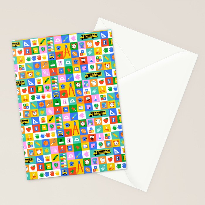 Colorful back to school mosaic pattern Stationery Card Gallery Image 2