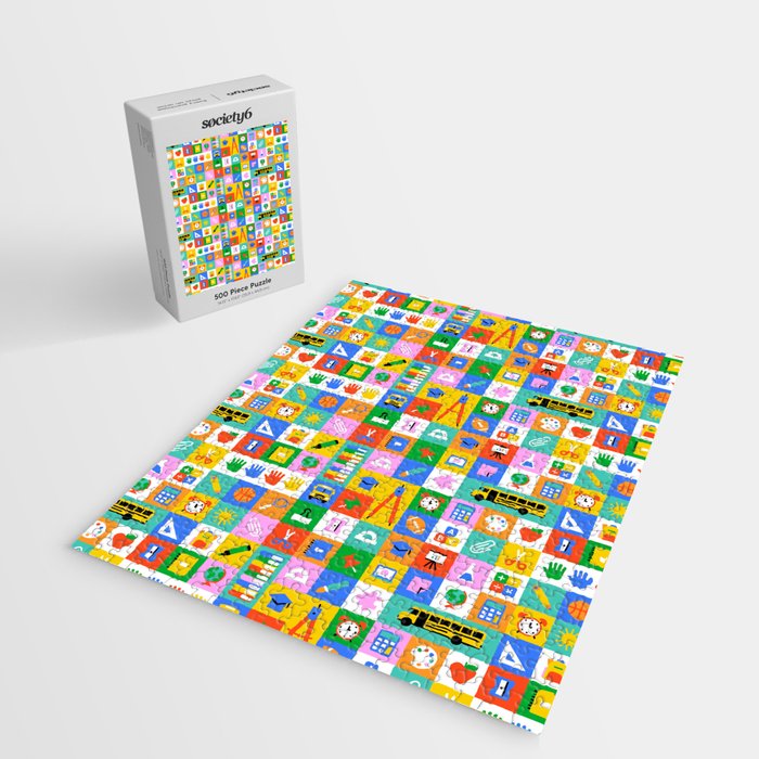 Colorful back to school mosaic pattern Jigsaw Puzzle Gallery Image 2