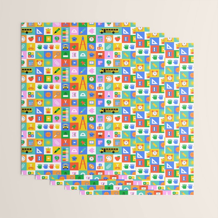 Colorful back to school mosaic pattern Wrapping Paper Gallery Image 3