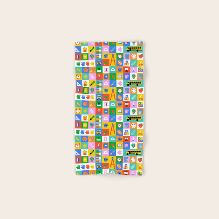 Colorful back to school mosaic pattern Bath Towel Gallery Image 1