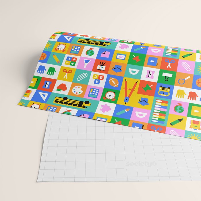 Colorful back to school mosaic pattern Wrapping Paper Gallery Image 2
