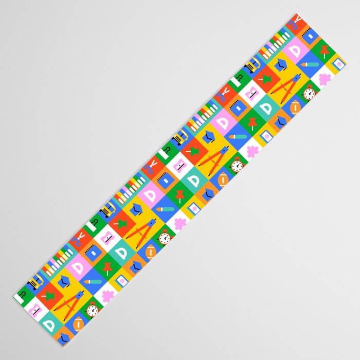 Colorful back to school mosaic pattern Table Runner Gallery Image 3