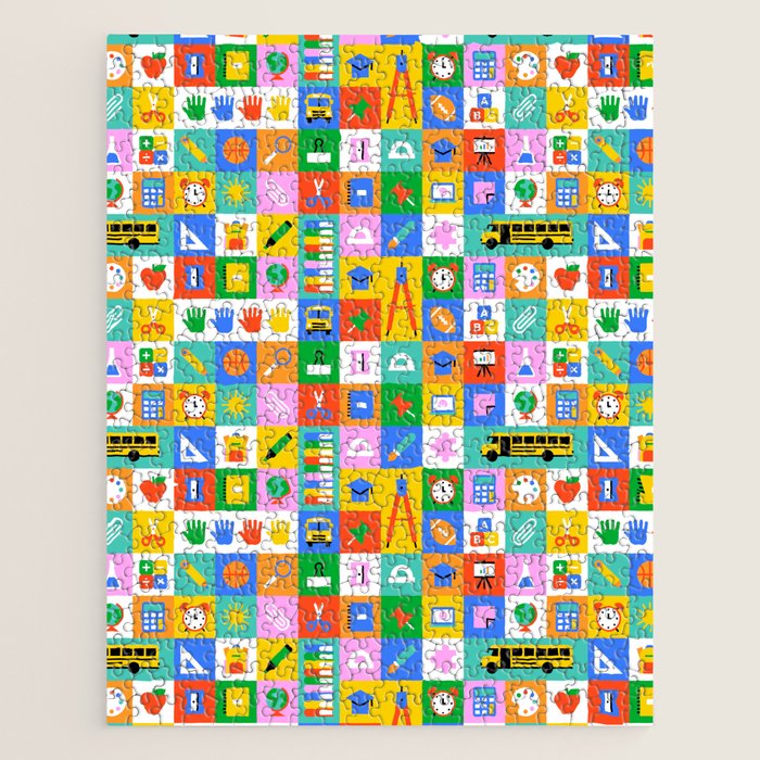 Colorful back to school mosaic pattern Jigsaw Puzzle Gallery Image 1