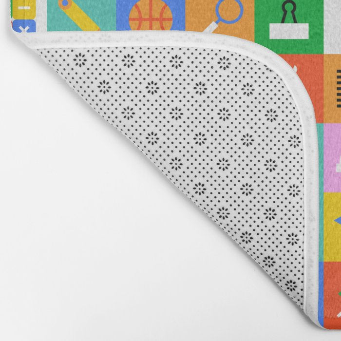 Colorful back to school mosaic pattern Bath Mat Gallery Image 2