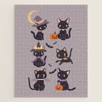 Cute Halloween Witch Cats and Pumpkins  Jigsaw Puzzle Gallery Image 1