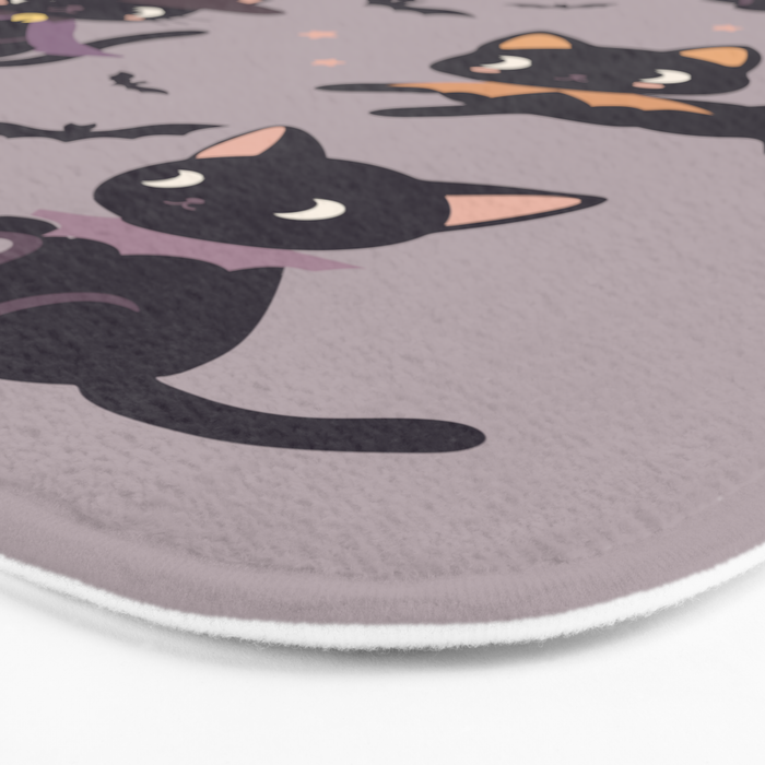 Cute Halloween Witch Cats and Pumpkins  Bath Mat Gallery Image 3