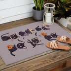 Cute Halloween Witch Cats and Pumpkins  Outdoor Rug Gallery Image 2