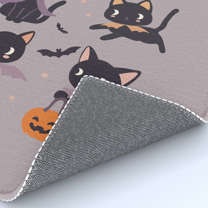 Cute Halloween Witch Cats and Pumpkins  Rug Gallery Image 4