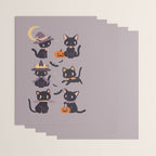 Cute Halloween Witch Cats and Pumpkins  Wrapping Paper Gallery Image 3